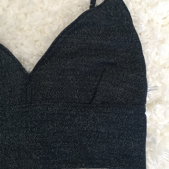 Navy Blue Sparkle Crop Top - Picture 3 of 3